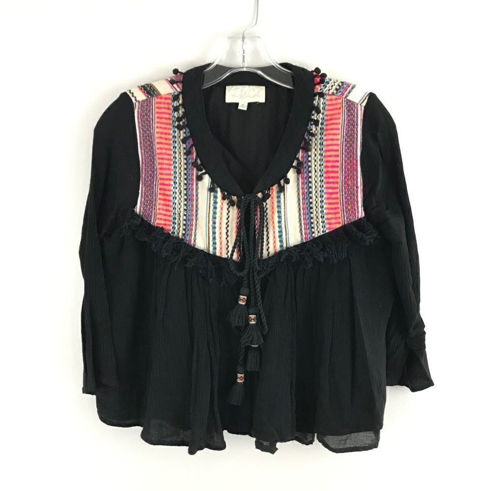 RAHI CALI embroidered fringe crinkle jacket